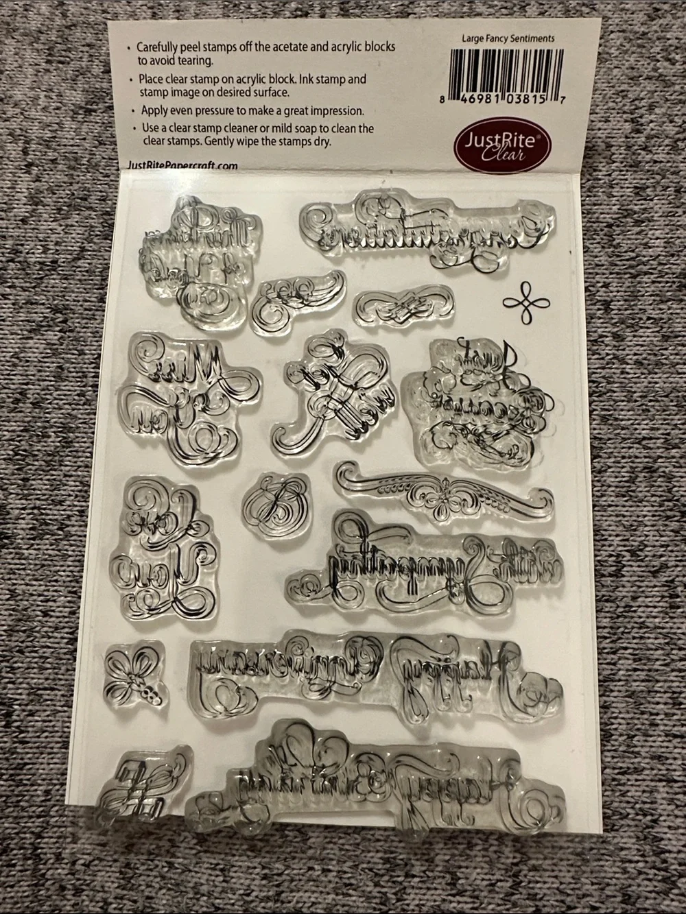 Large Fancy Sentiments Clear Stamp Set - Black Script